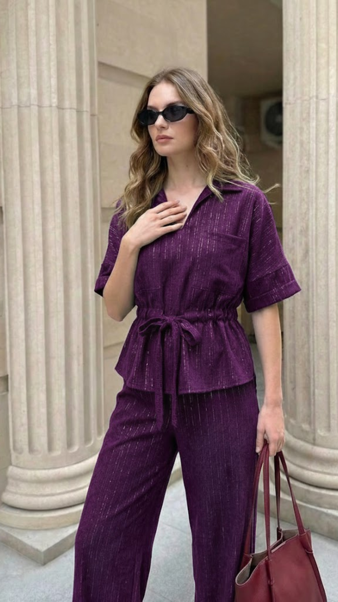 Purple Shimmer Wool Blouse