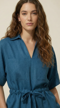 Blue Shimmer Wool Blouse