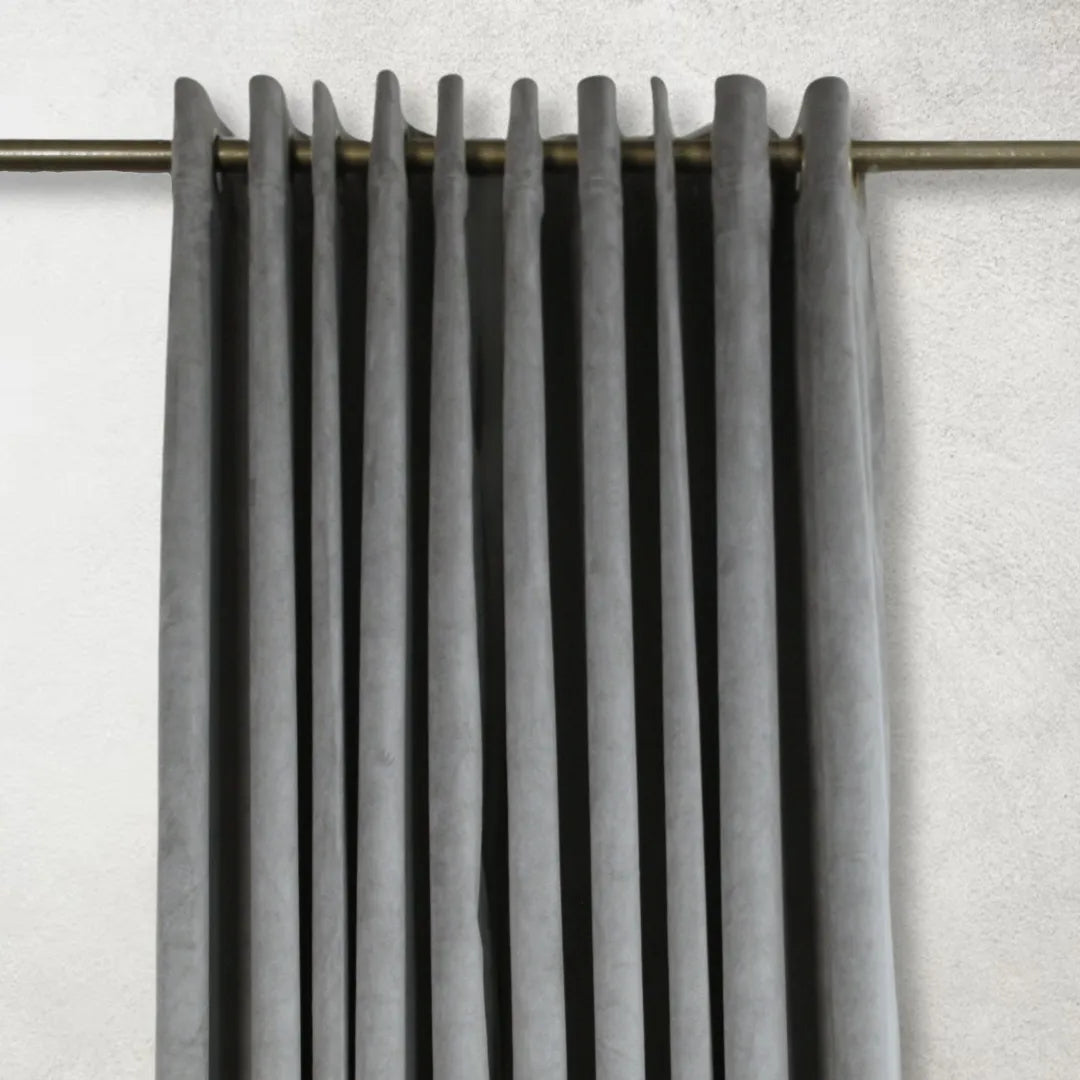 Grey Plain Velvet Curtains