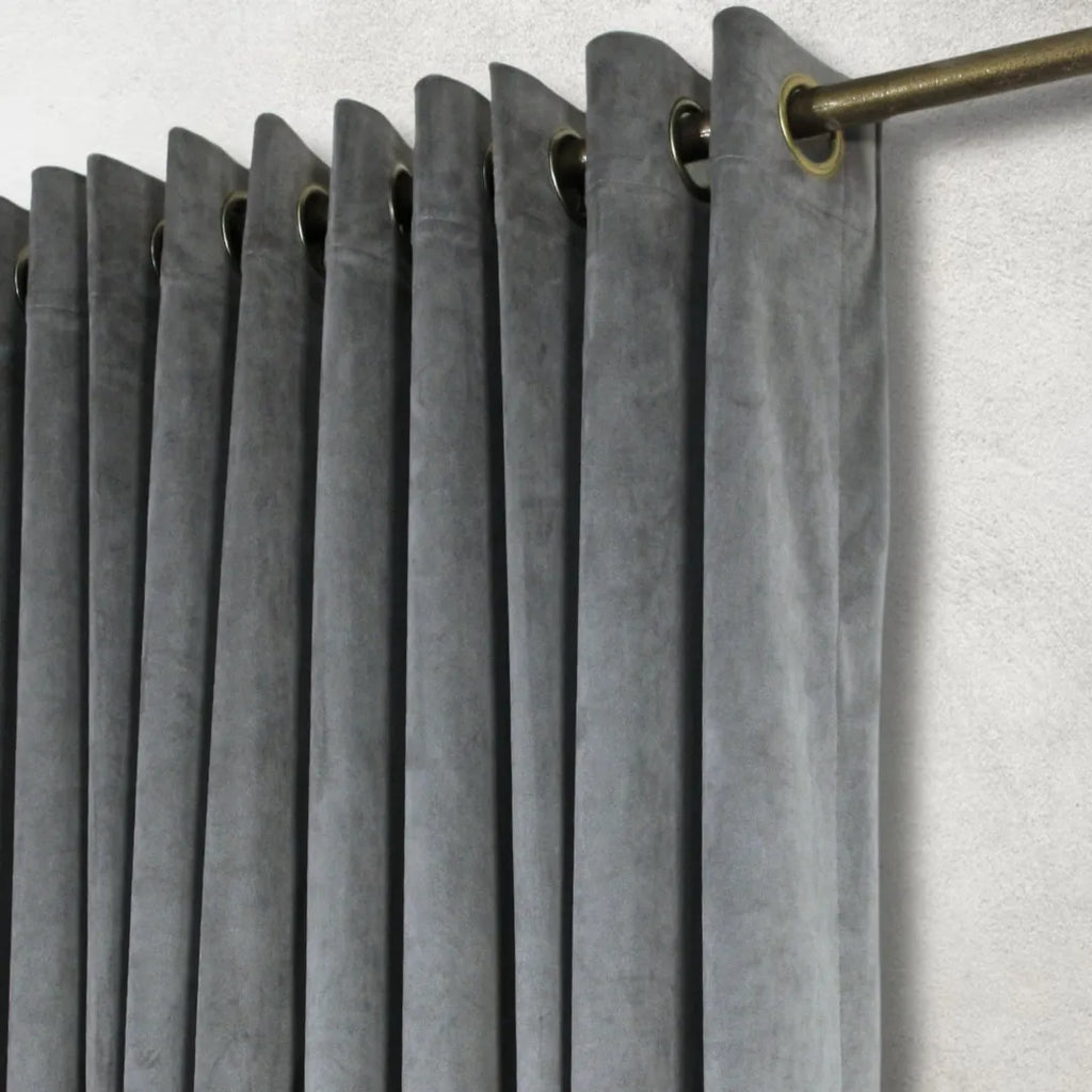 Grey Plain Velvet Curtains