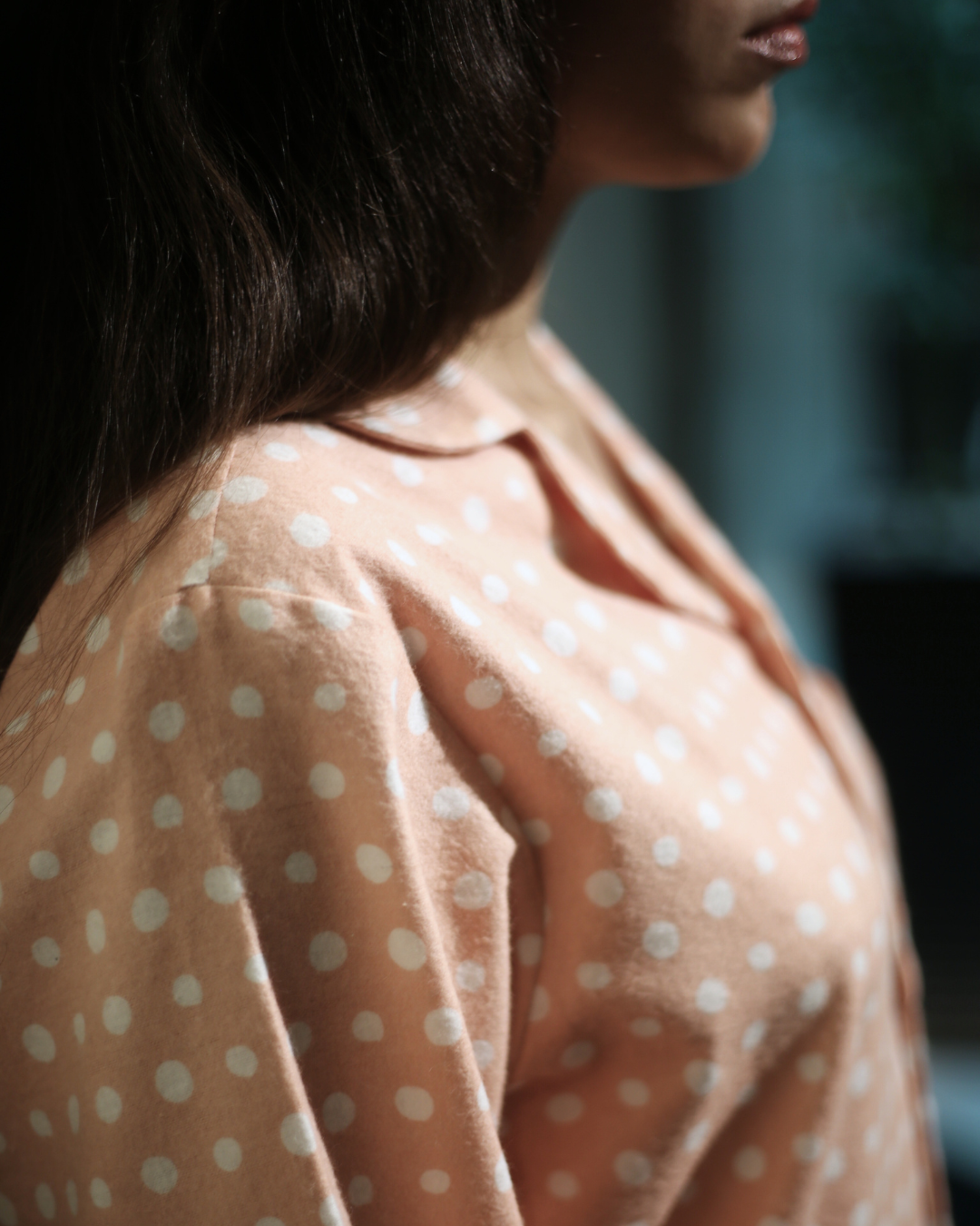 Peach Polka Flannel Set