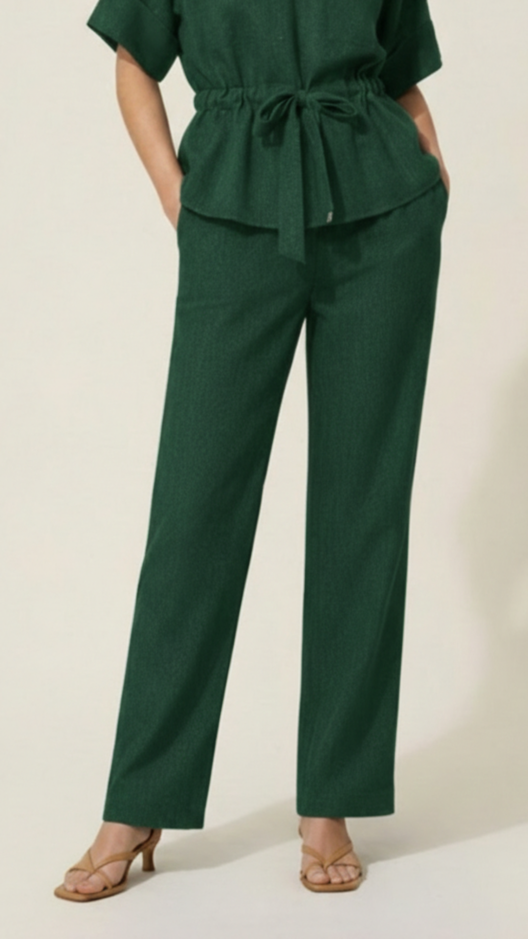 Green Shimmer Wool Pants