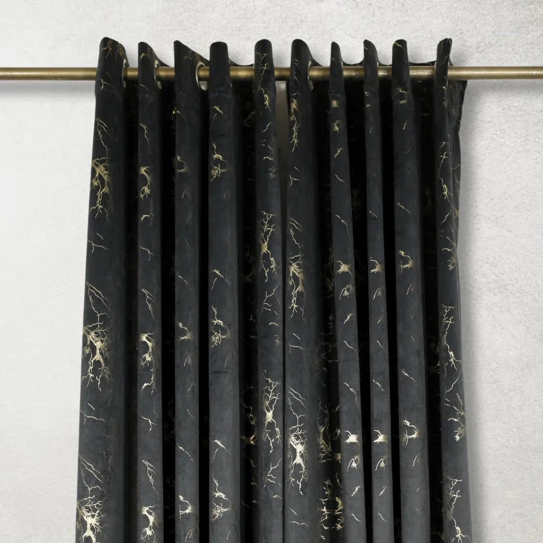 Black Glow Velvet Curtains