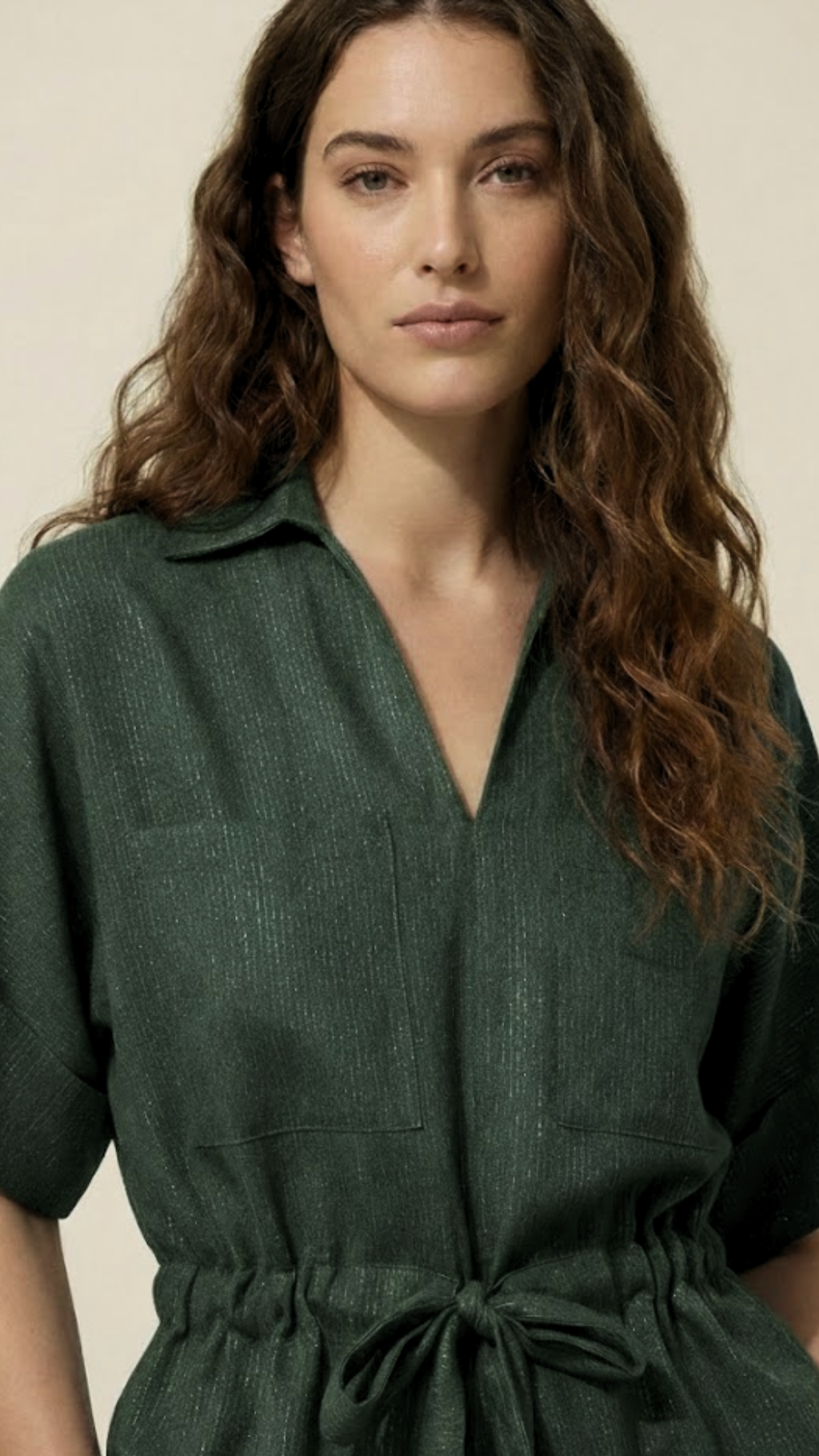Green Shimmer Wool Blouse