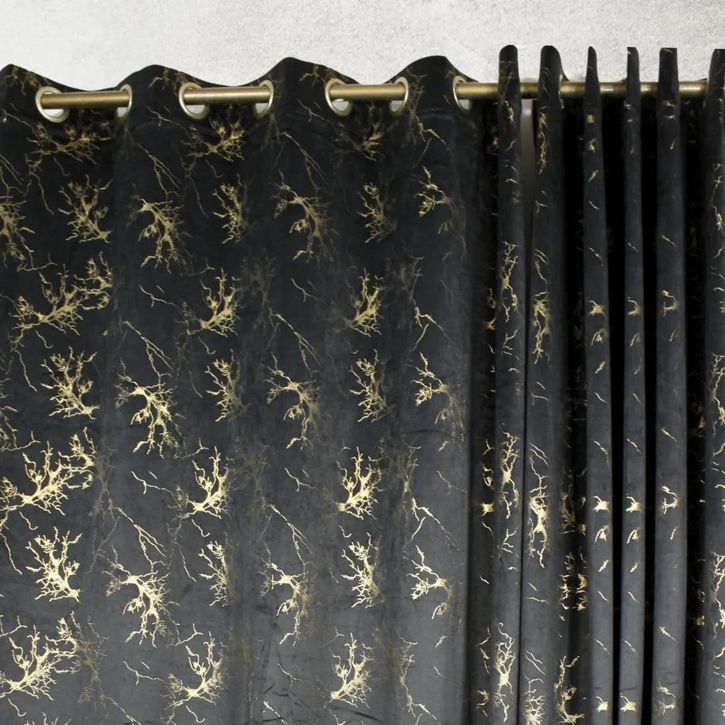 Black Glow Velvet Curtains