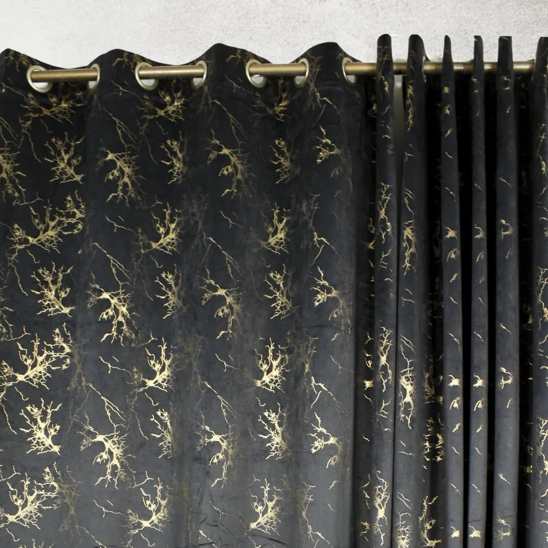 Black Glow Velvet Curtains