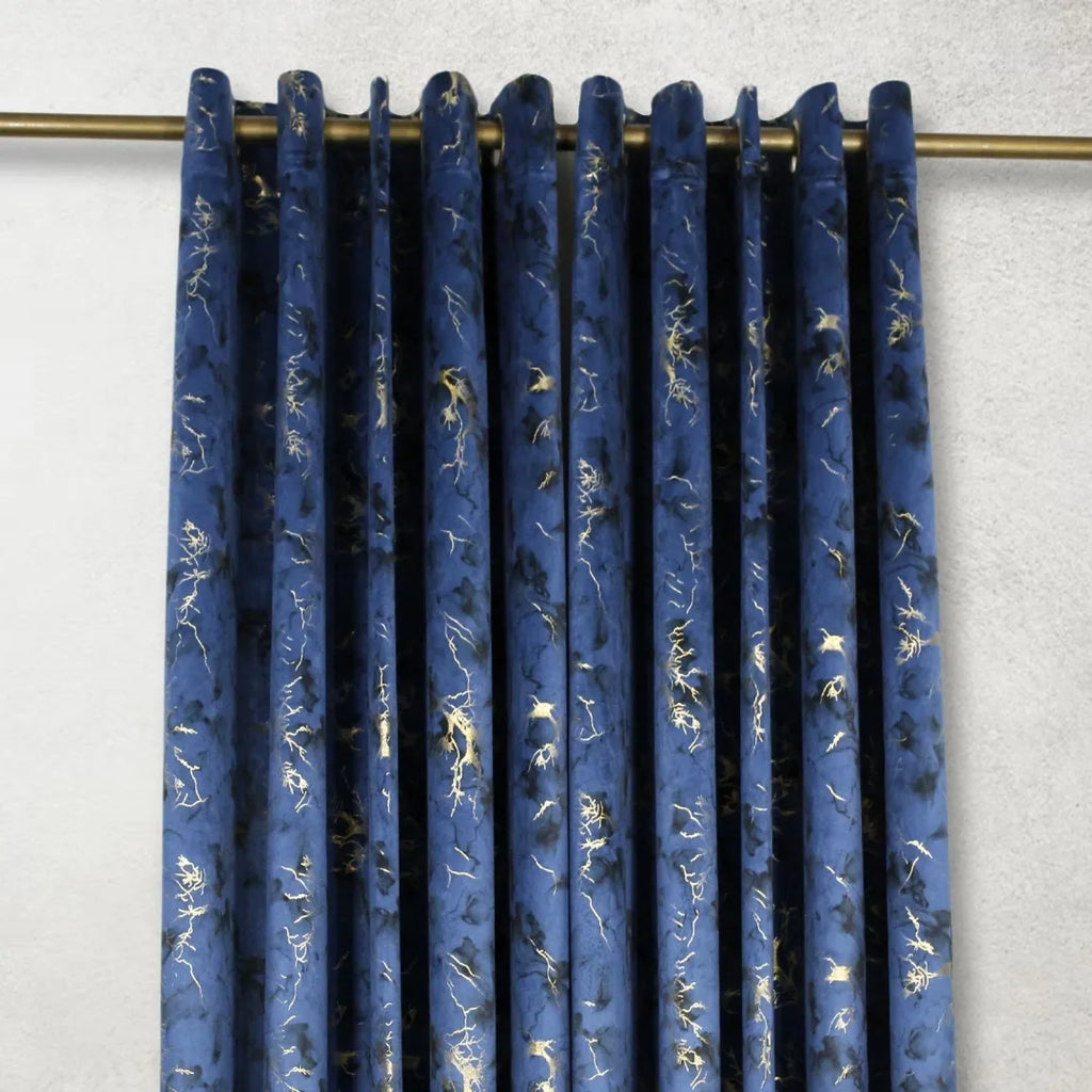 Blue Glow Velvet Curtains