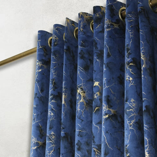 Blue Glow Velvet Curtains