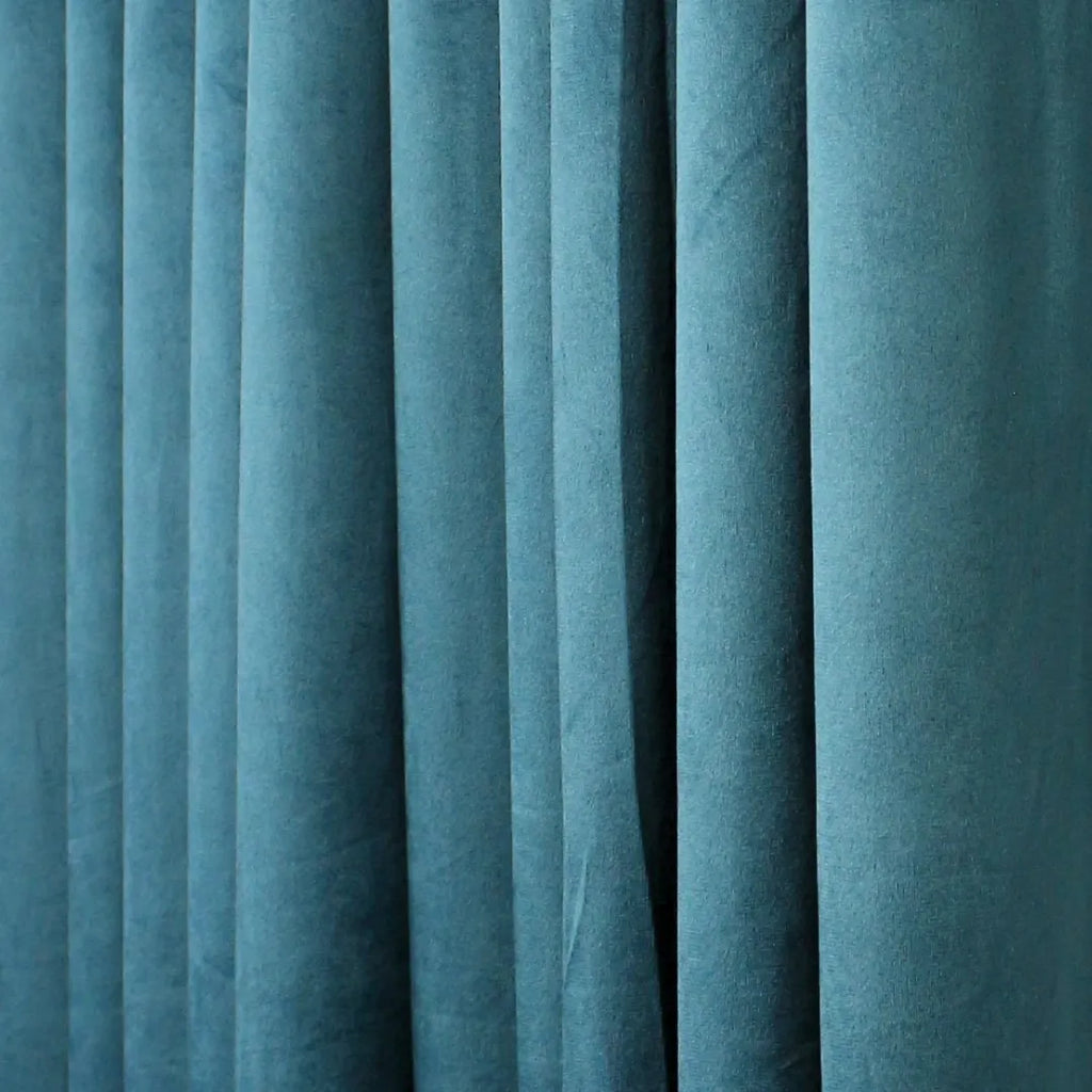 Teal Plain Velvet Curtains