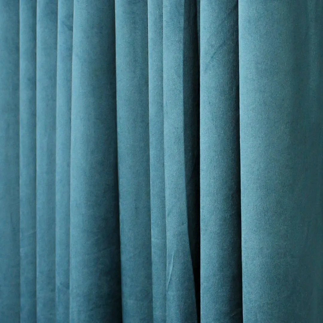 Teal Plain Velvet Curtains