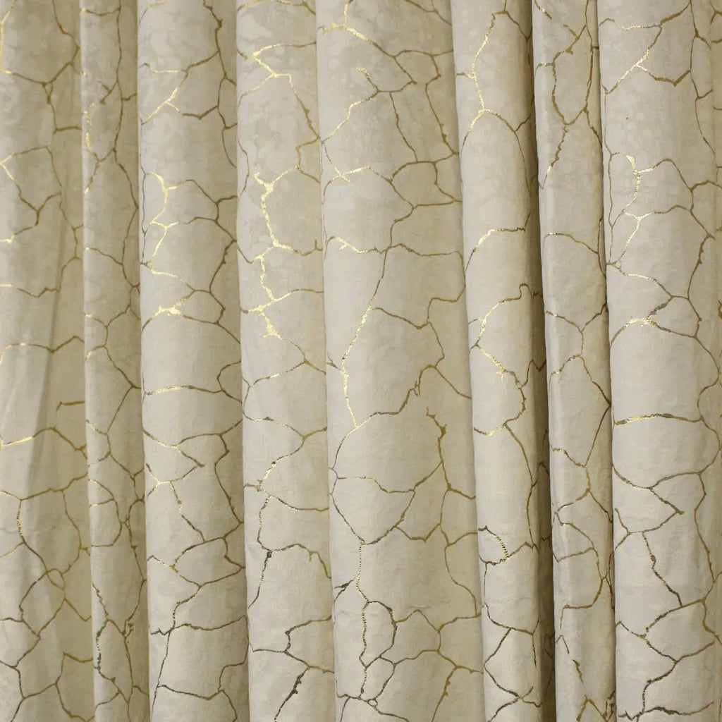 Off White Glow Velvet Curtains