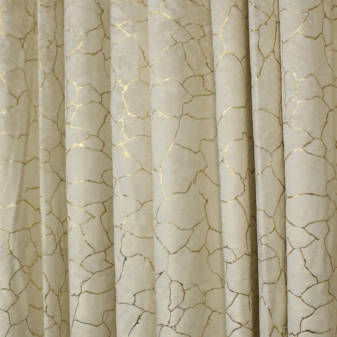 Off White Glow Velvet Curtains