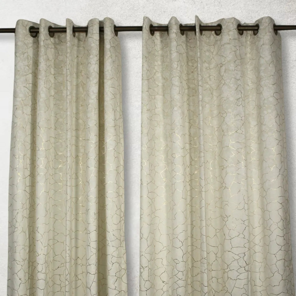 Off White Glow Velvet Curtains