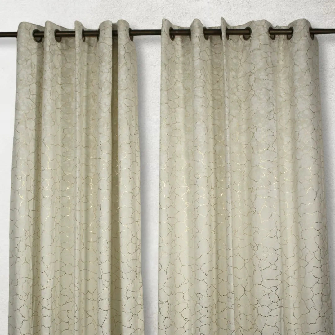 Off White Glow Velvet Curtains