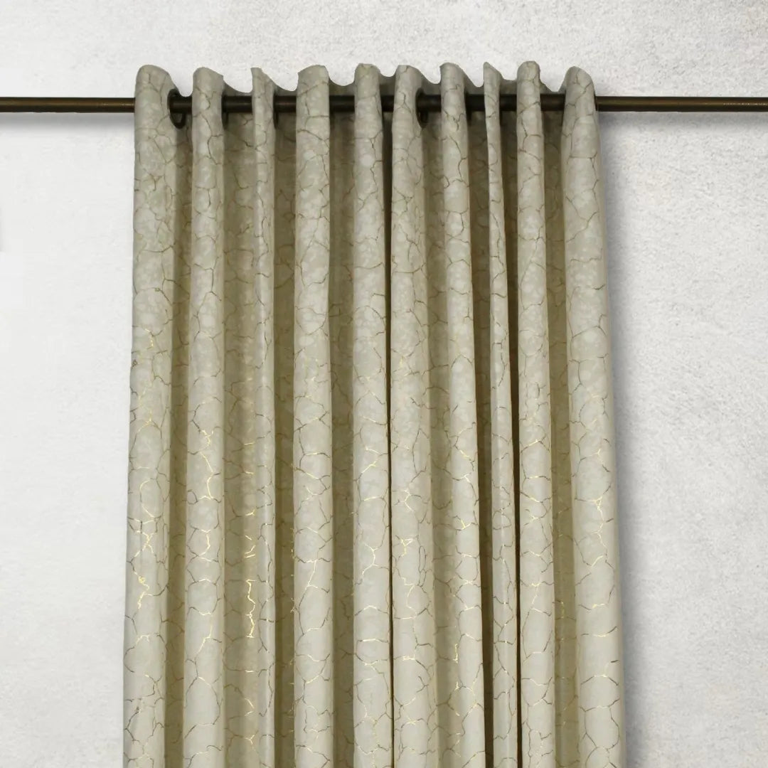 Off White Glow Velvet Curtains
