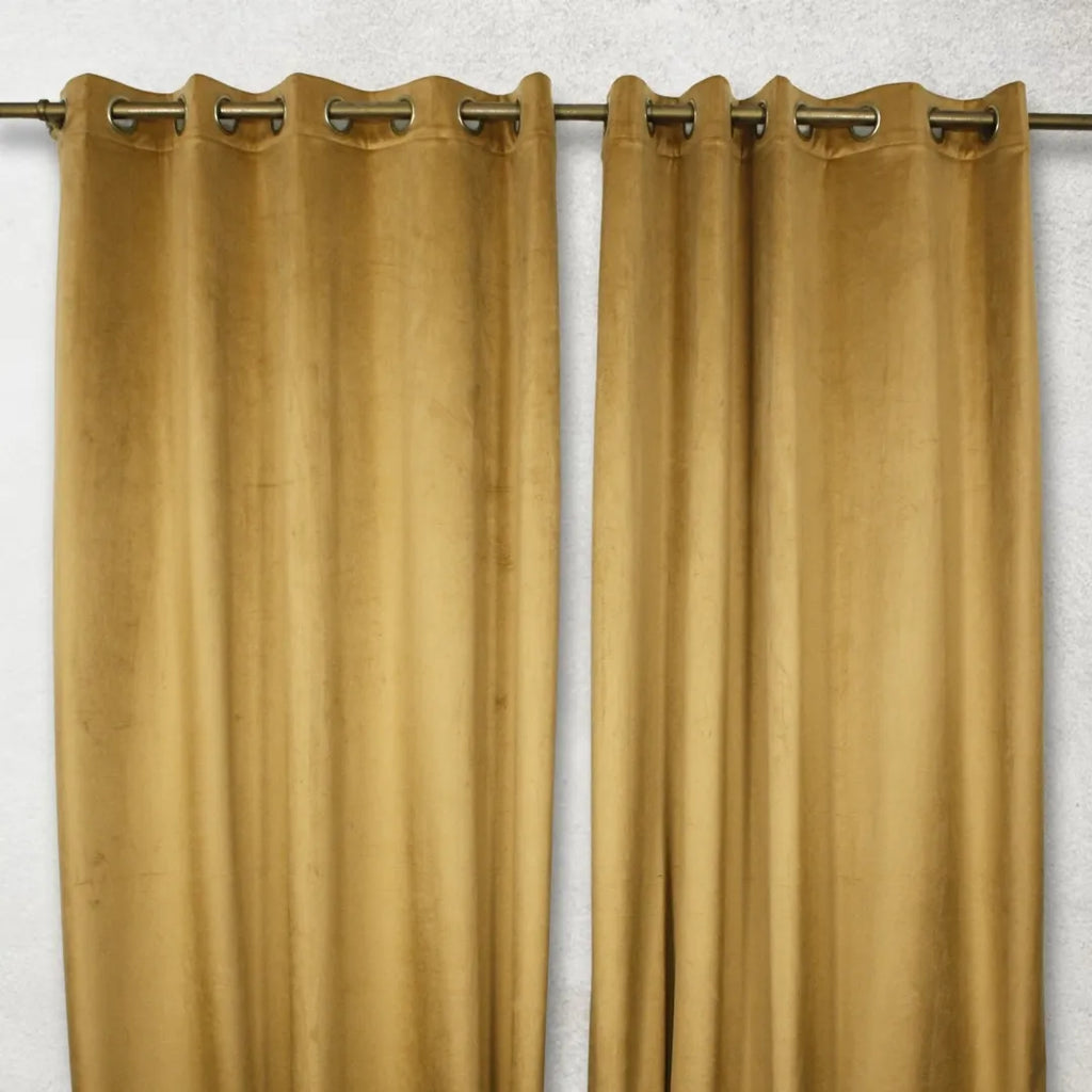 Caramel Plain Velvet Curtains