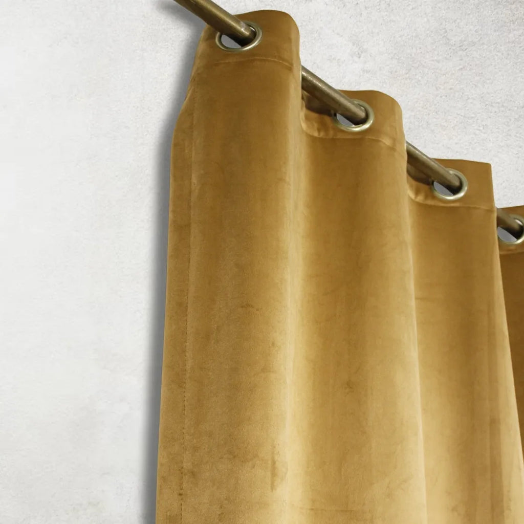 Caramel Plain Velvet Curtains