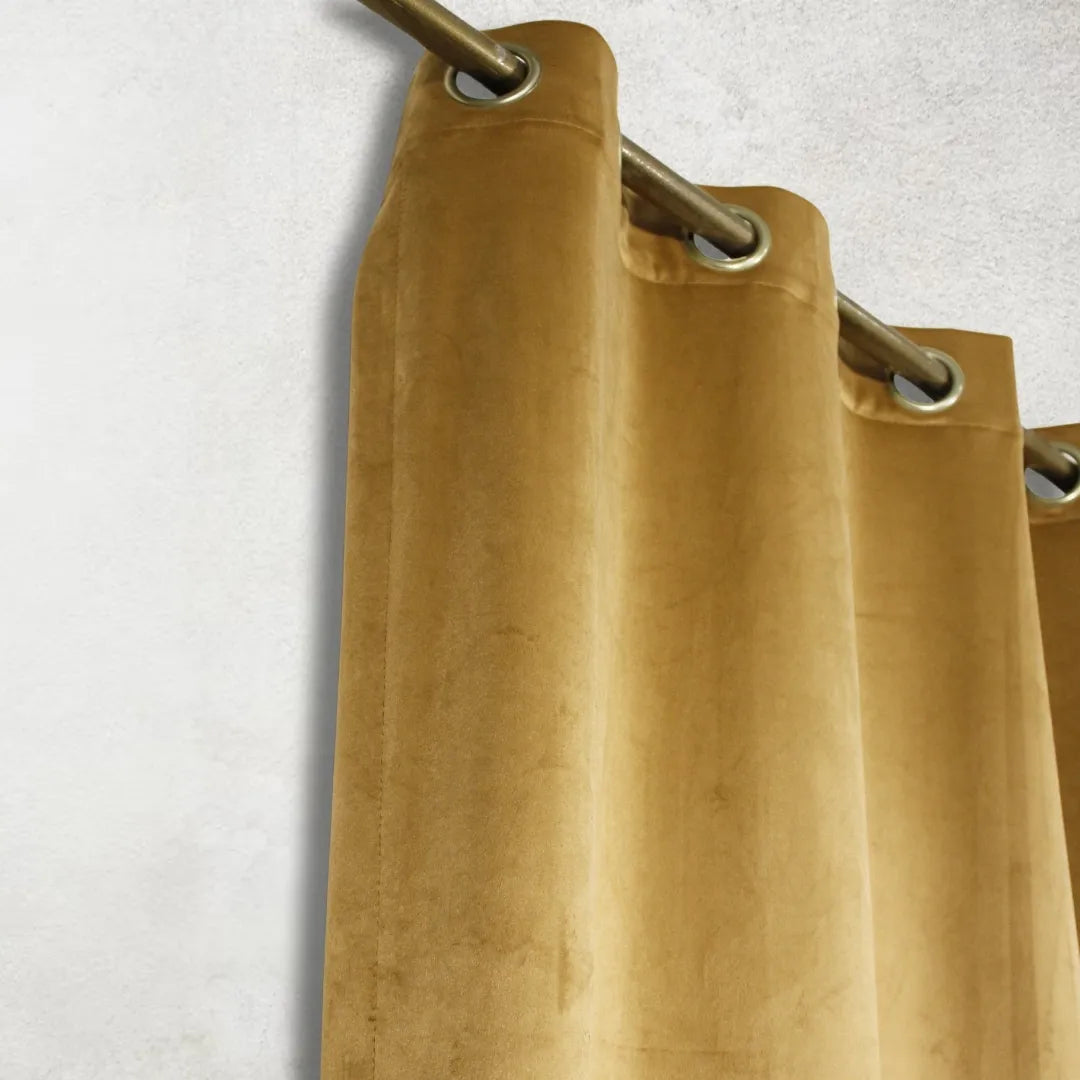 Caramel Plain Velvet Curtains