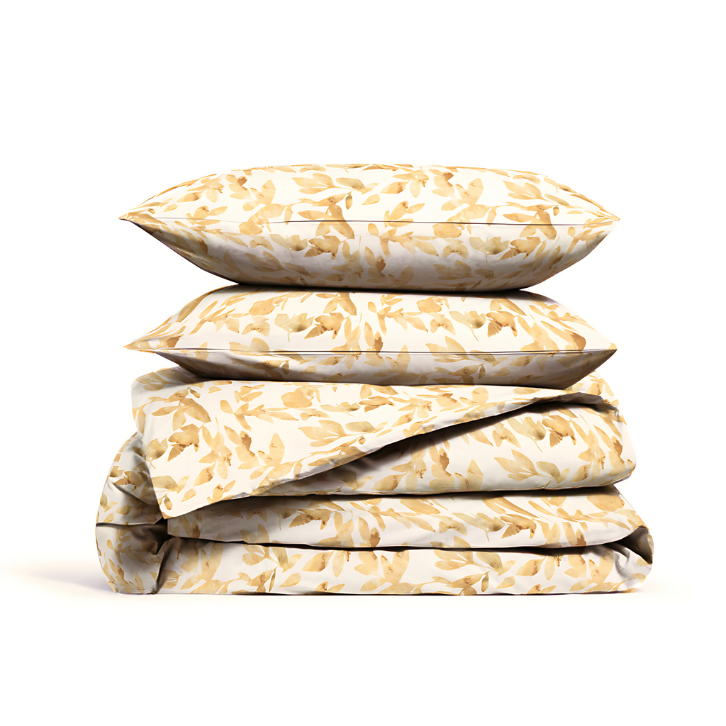 Sunlit Leaves - 100% Cotton Printed Duvet Cover Set