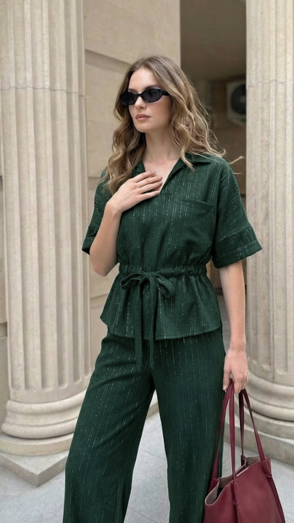 Green Shimmer Wool Blouse