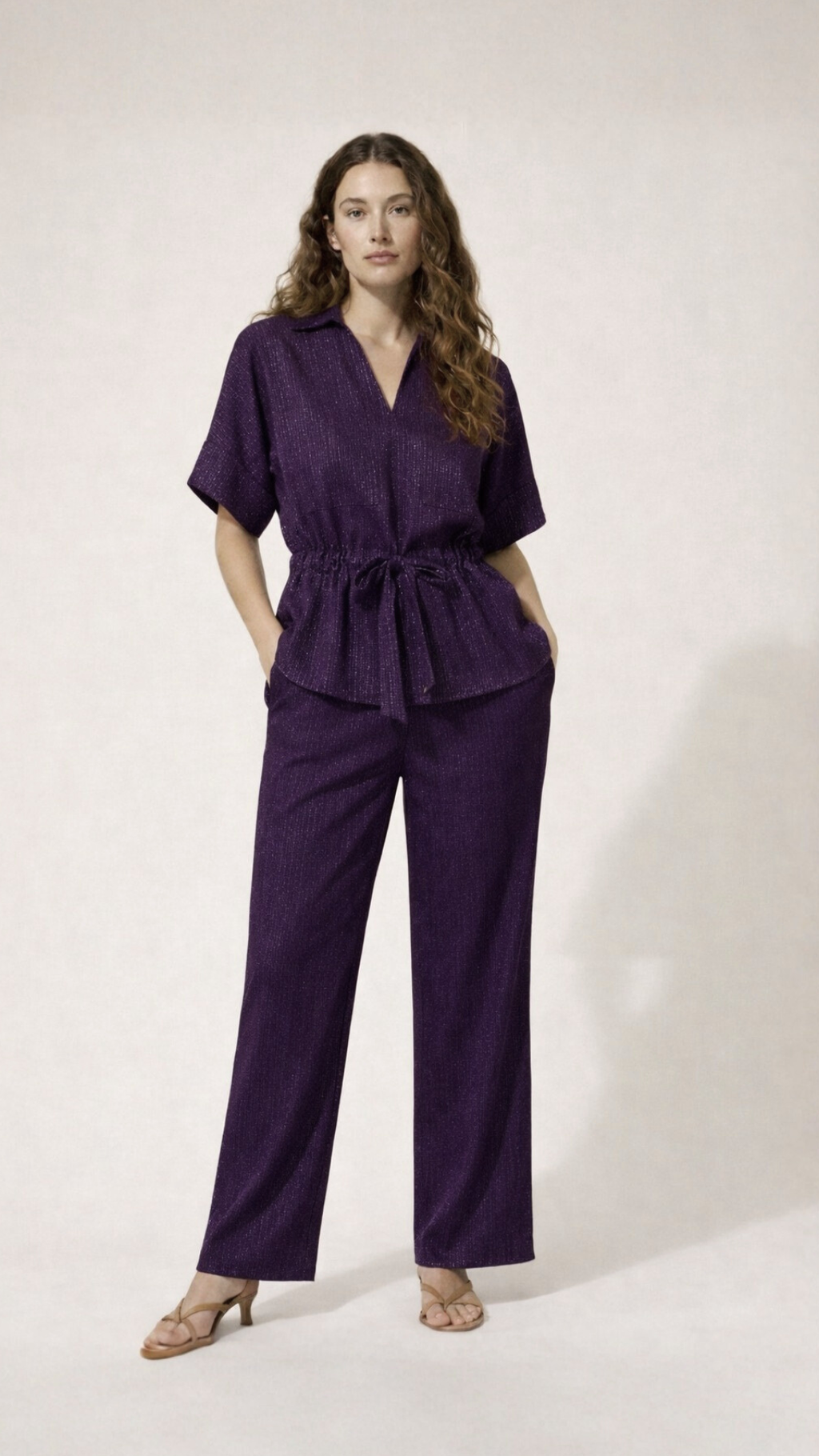 Purple Shimmer Wool Pants