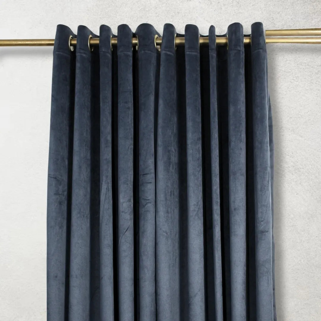 Denim Plain Velvet Curtains