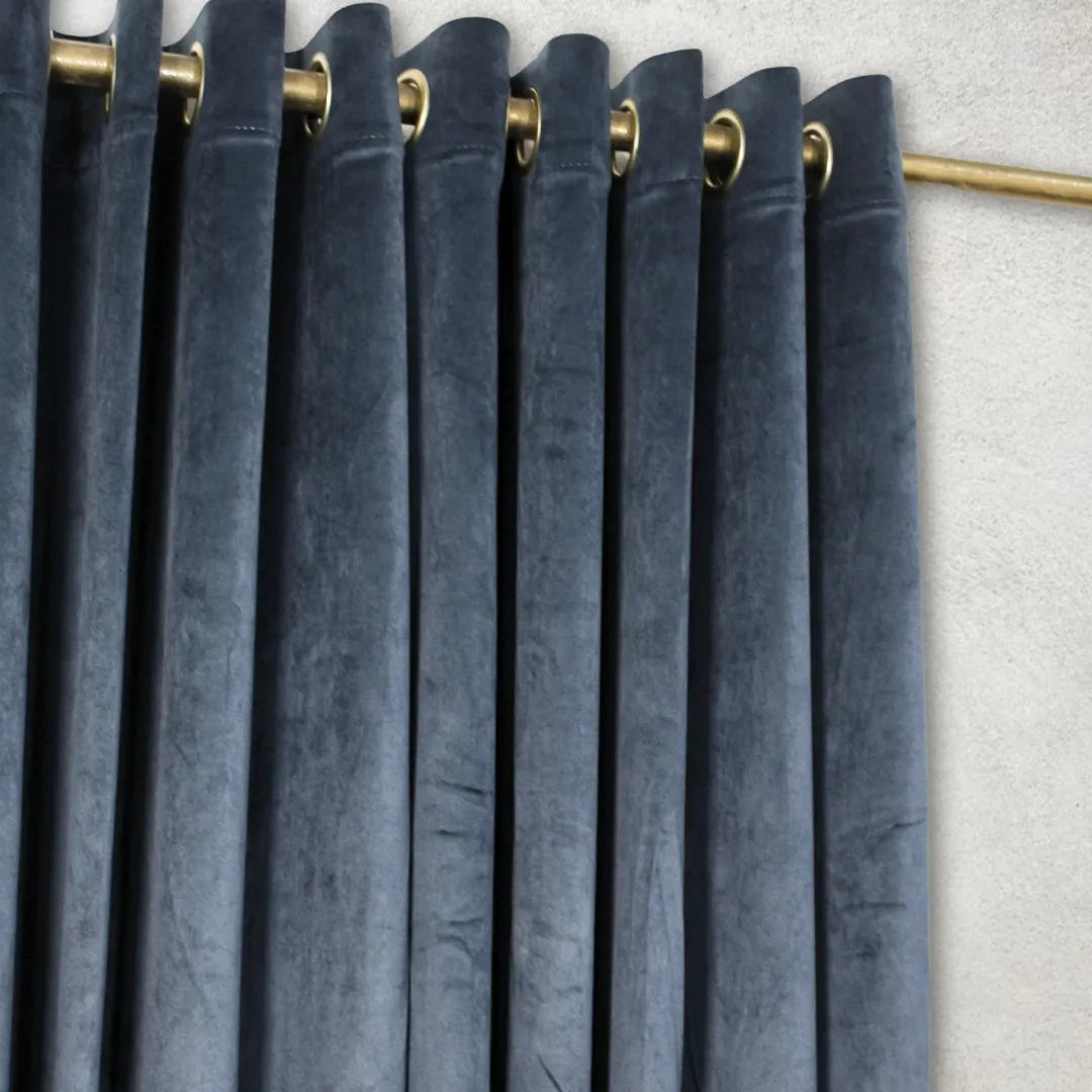 Denim Plain Velvet Curtains