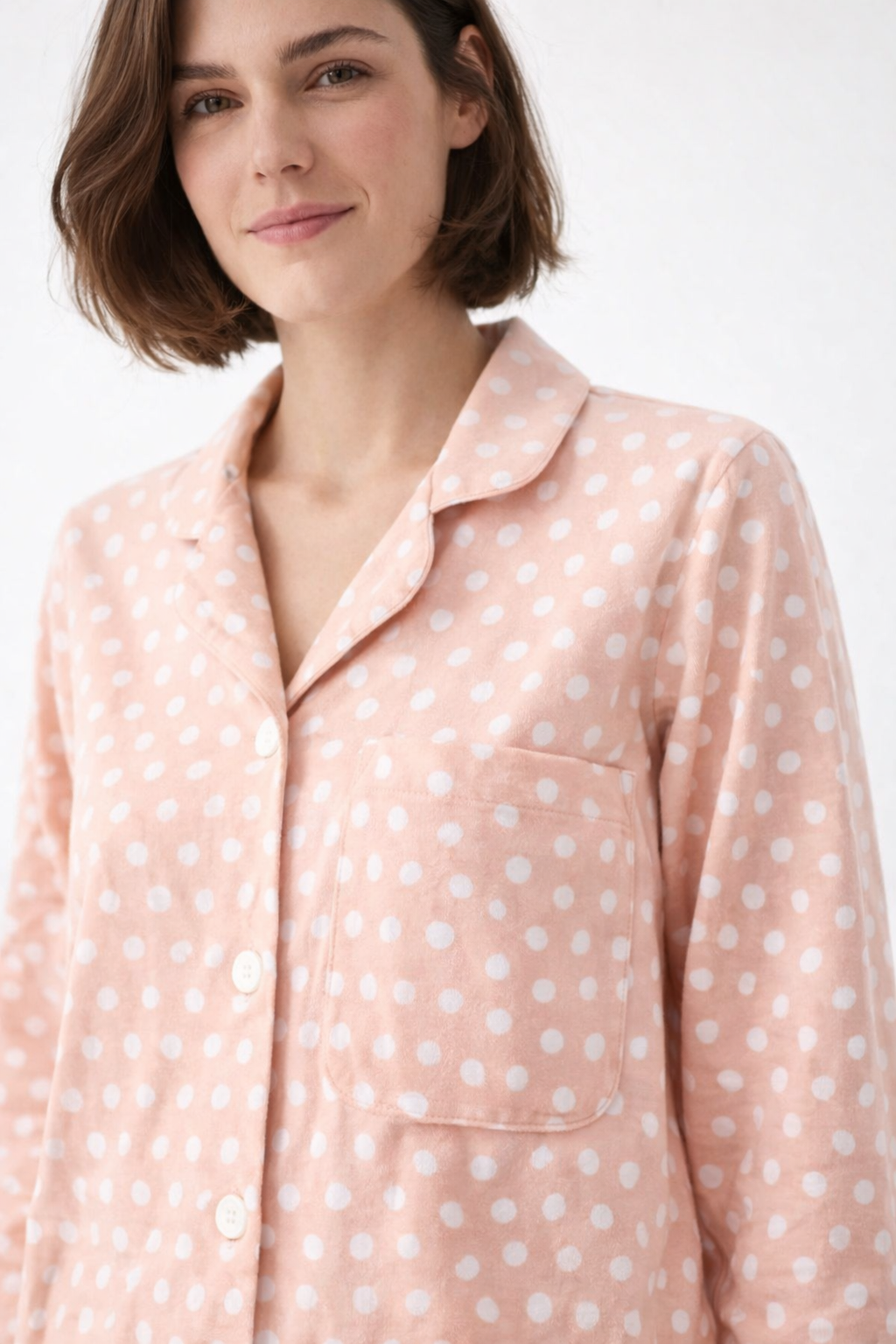 Peach Polka Flannel Set