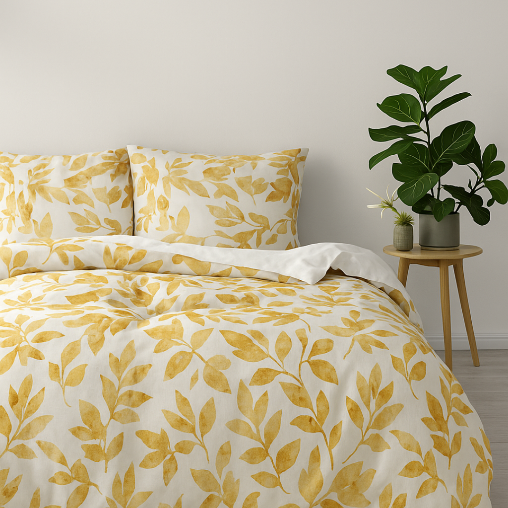 Sunlit Leaves - 100% Cotton Printed Duvet Cover Set