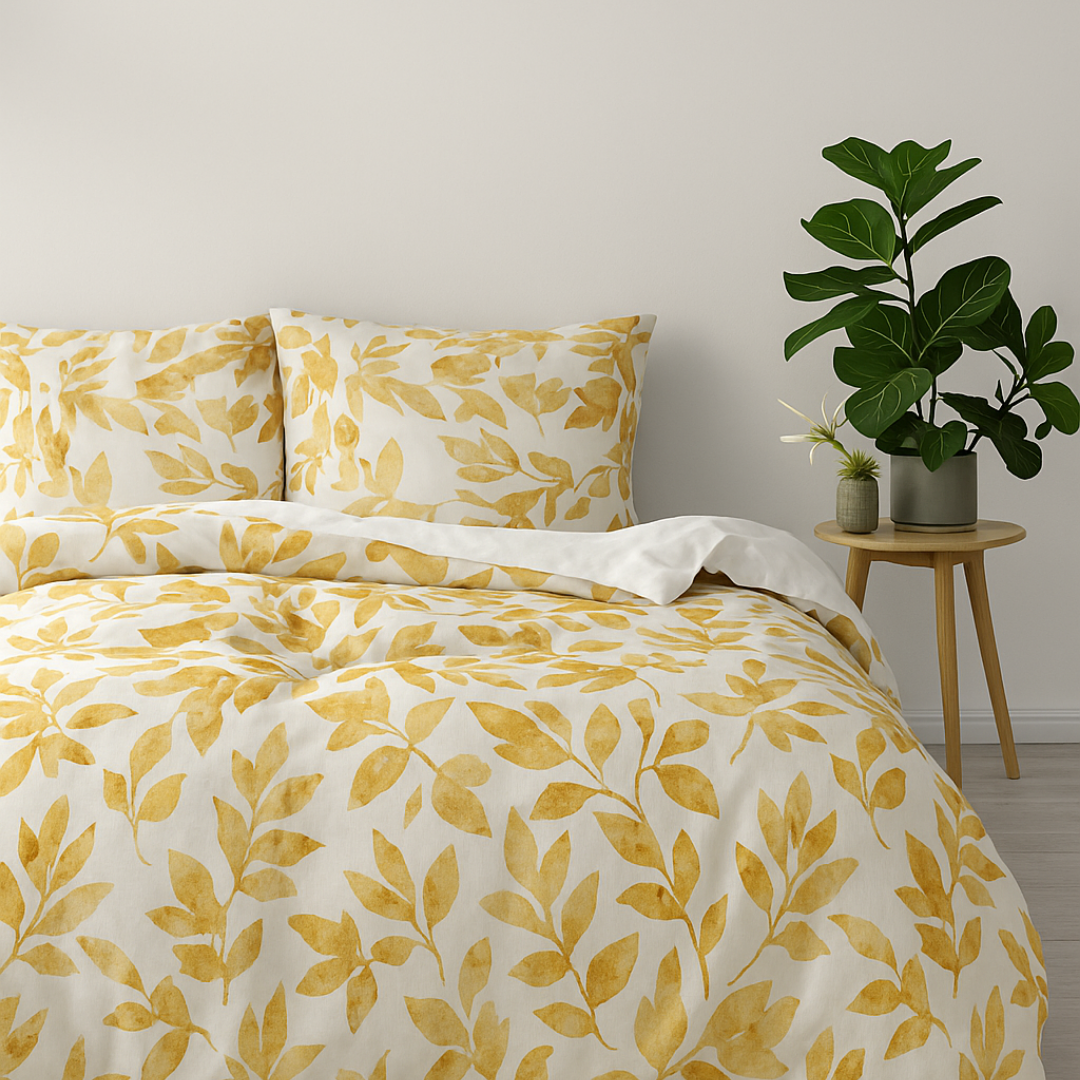 Sunlit Leaves - 100% Cotton Printed Duvet Cover Set
